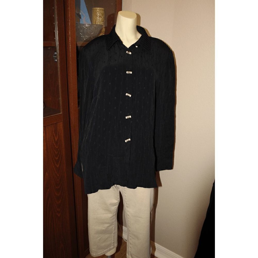 Milano Moda Black Button Down Tunic - Picture 11 of 11